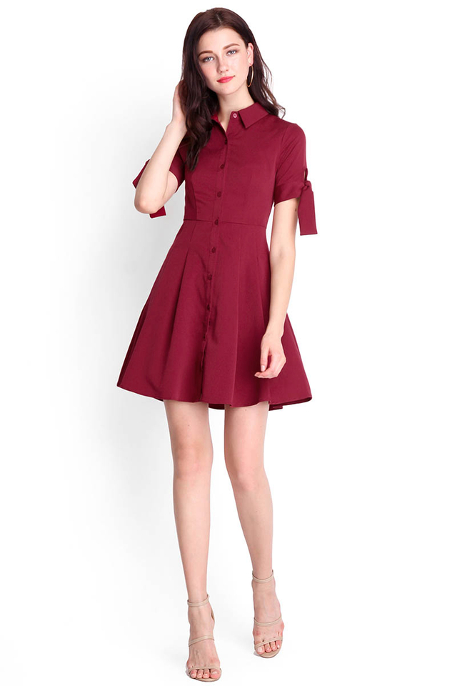 Chasing The Seas Dress In Wine Red