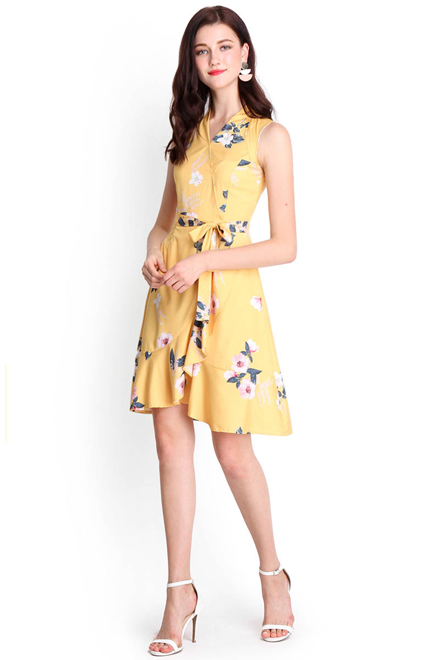 Garden Variety Dress In Marigold Yellow