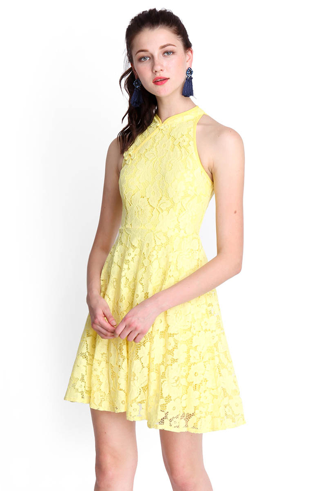 Festive Flair Cheongsam Dress In Sunshine Yellow
