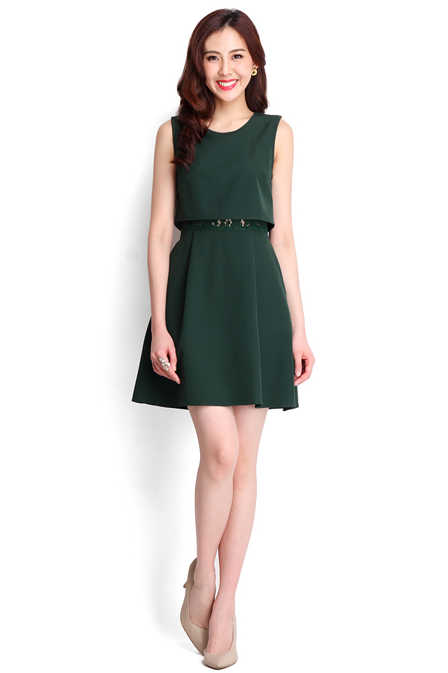 Elegantly Crafted Dress In Forest Green