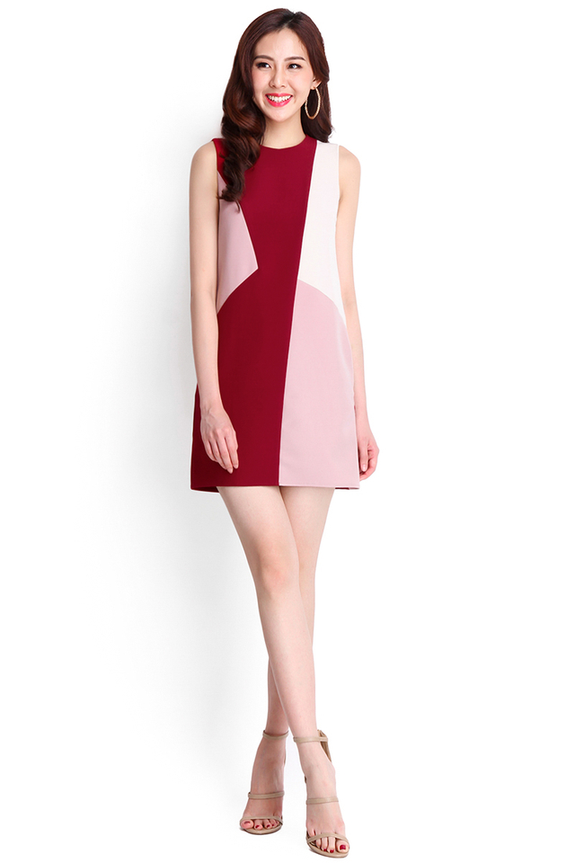 Colour Parade Dress In Wine Red