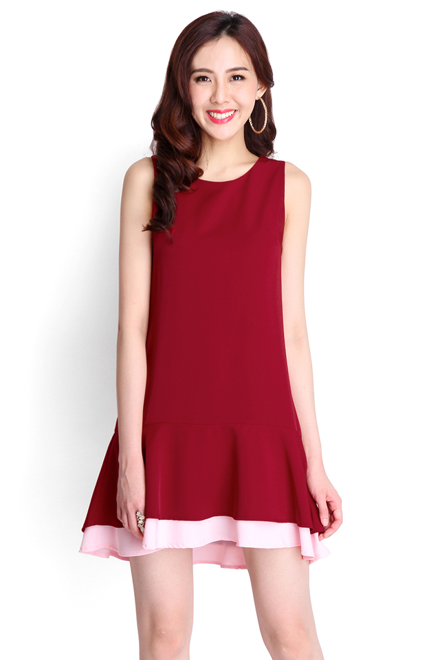 Paired Perfection Dress In Wine Red