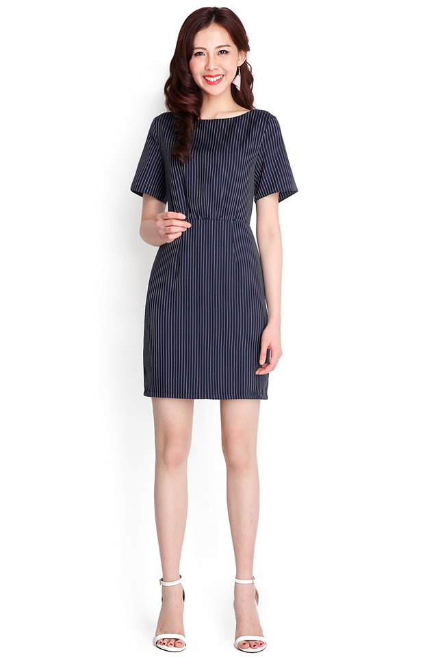Chart Your Course Dress In Blue Stripes