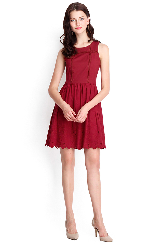 In Bloom Dress In Wine Red