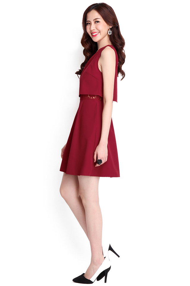 Elegantly Crafted Dress In Wine Red