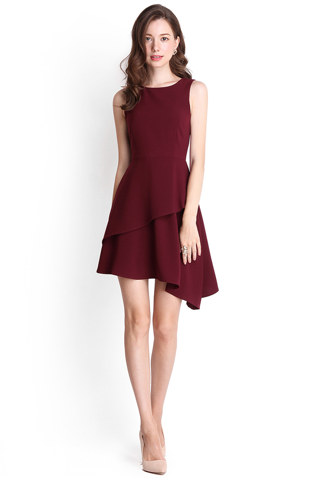 Form Of Flattery Dress In Wine Red