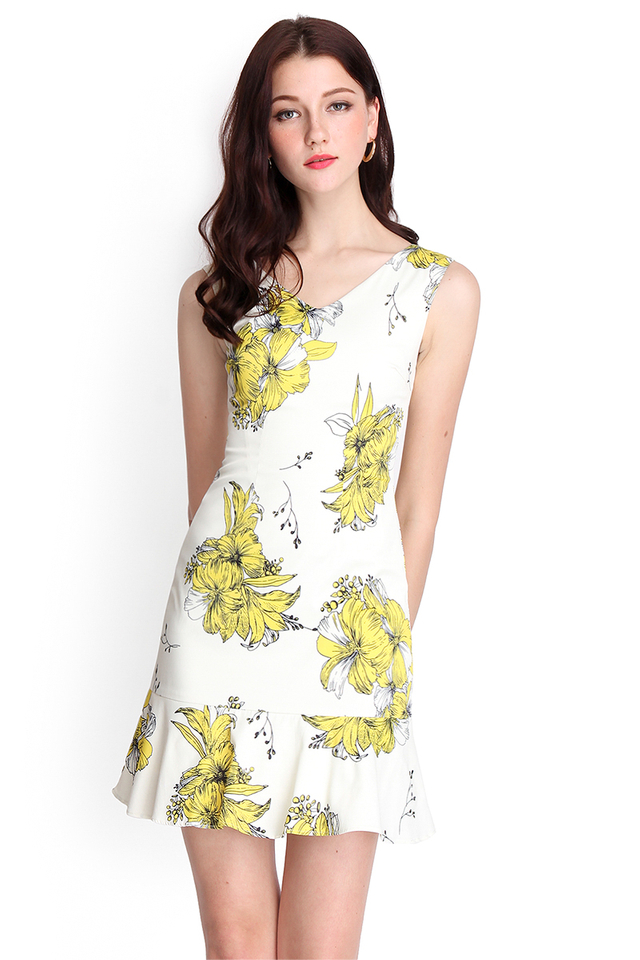 Remarkably Bright Dress In Yellow Florals