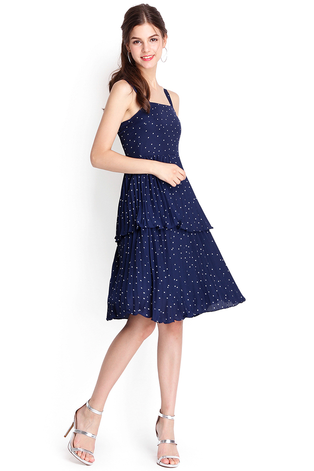 Happy Thoughts Dress In Blue Polka Dots