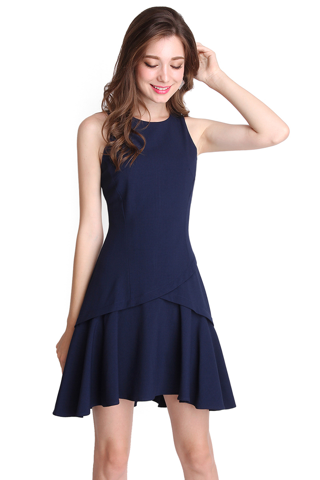 For The Frill Of It Dress In Midnight Blue