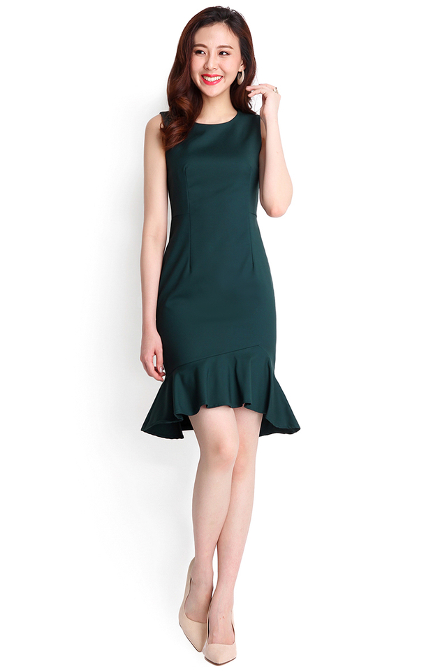 After Midnight Dress In Forest Green