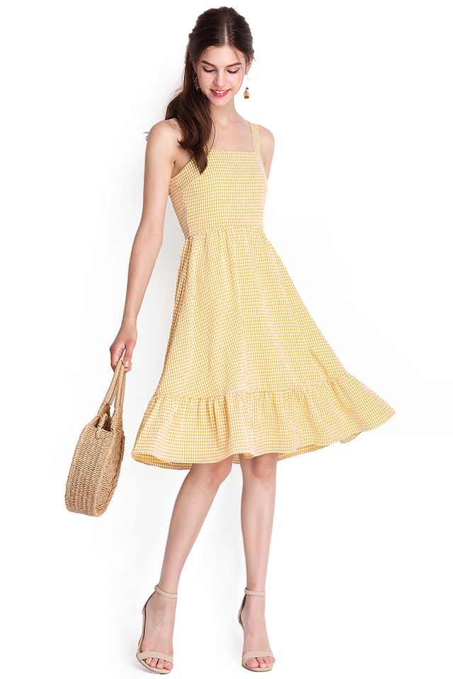 Set For Sunshine Dress In Yellow Gingham Prints