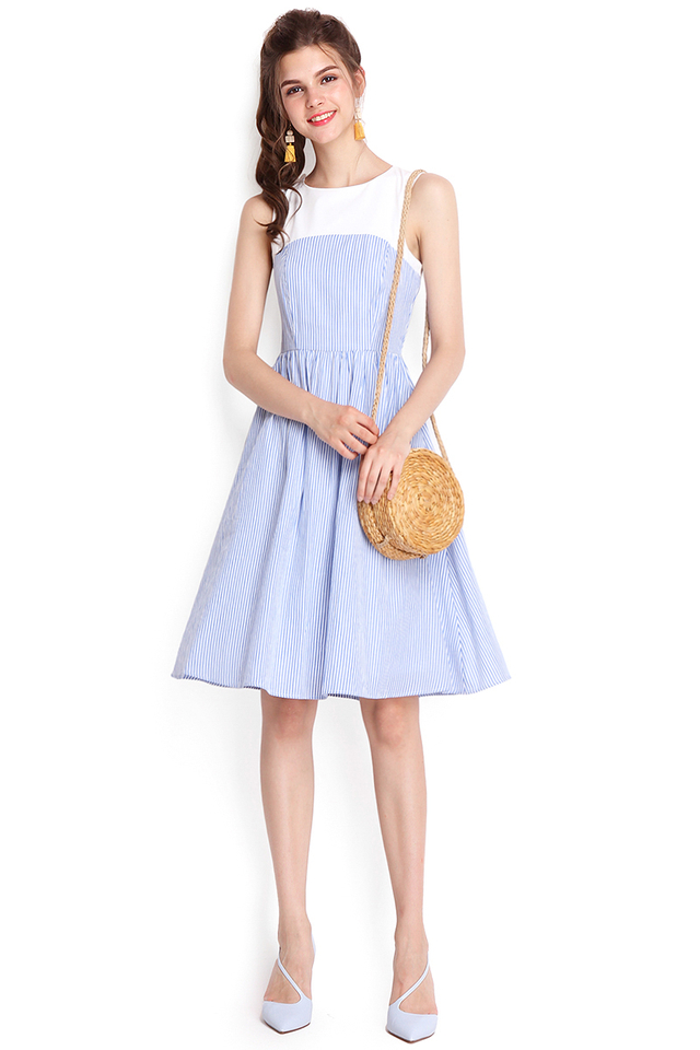 Playful Moments Dress In Blue Stripes