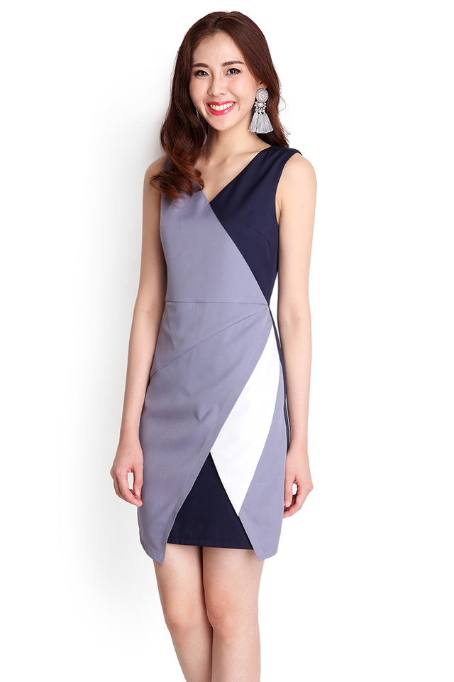 Contemporary Edit Dress In Navy Blue