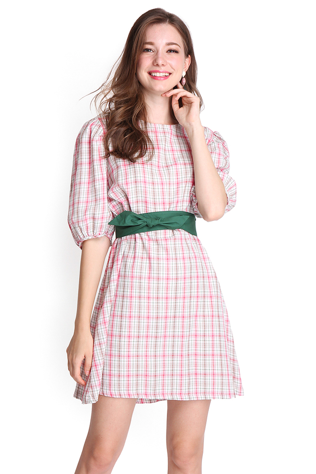 Mochi Moments Dress In Pink Gingham Prints