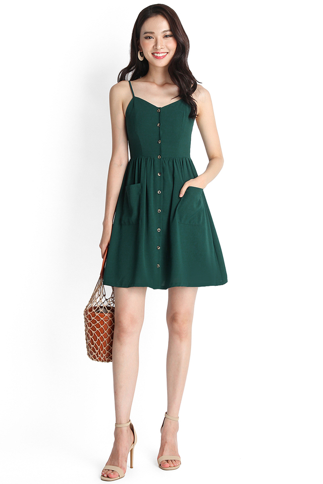 Wild At Heart Dress In Forest Green