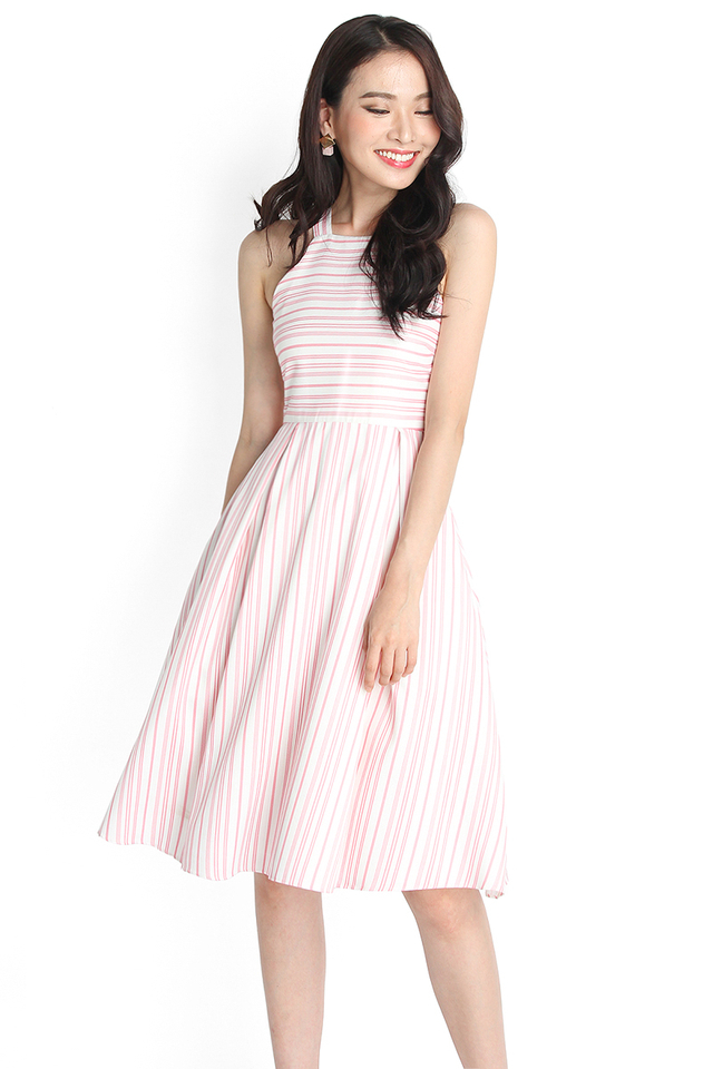 Idyllic Wayfarer Dress In Pink Stripes