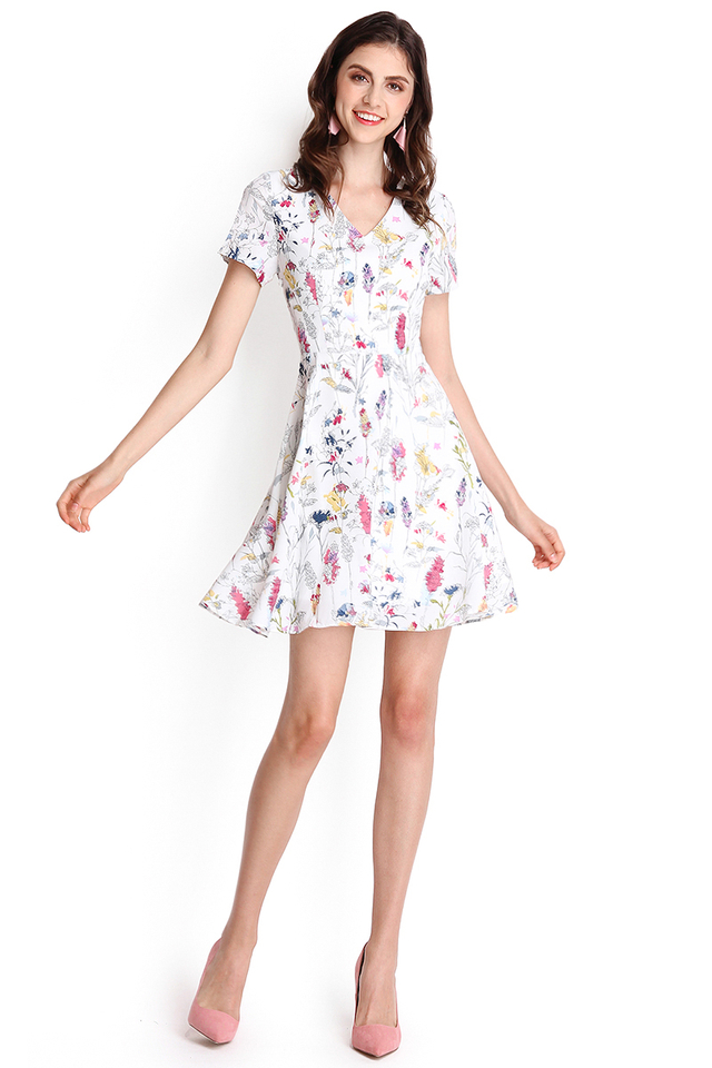 Exuberant By Nature Dress In White Florals