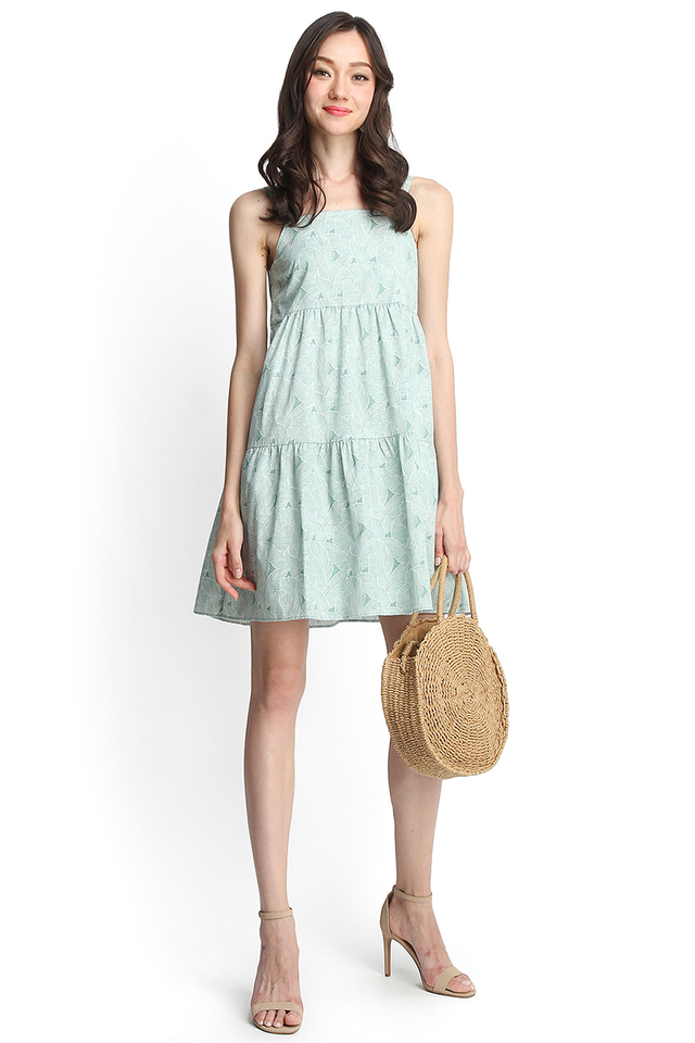 Time For Spring Dress In Green Prints