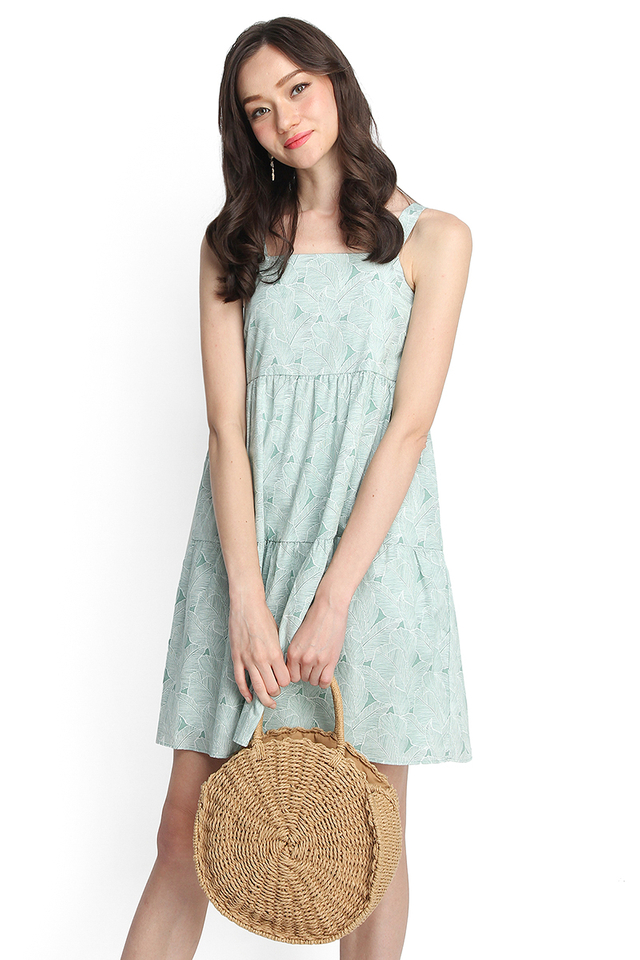 Time For Spring Dress In Green Prints