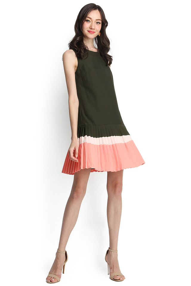 Say It With Colours Dress In Olive Green