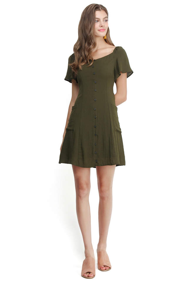 Love At First Sight Dress In Olive Green