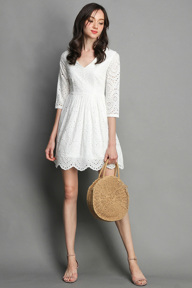 Summer Holiday Dress in Pure White