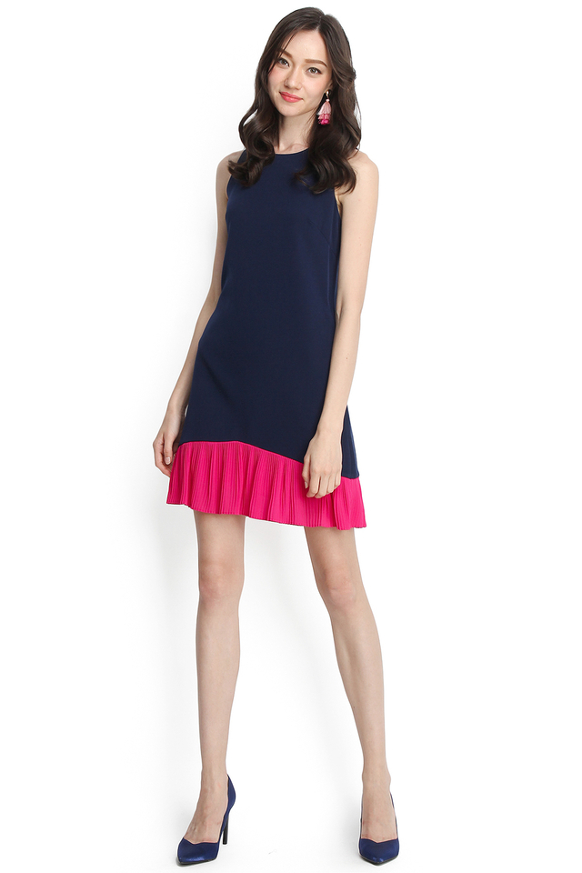 Rosy Promises Dress In Navy Blue