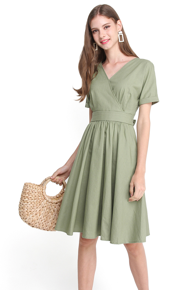 Meant To Be Dress In Olive Green