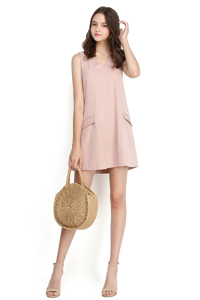 French Flair Dress In Dusty Pink