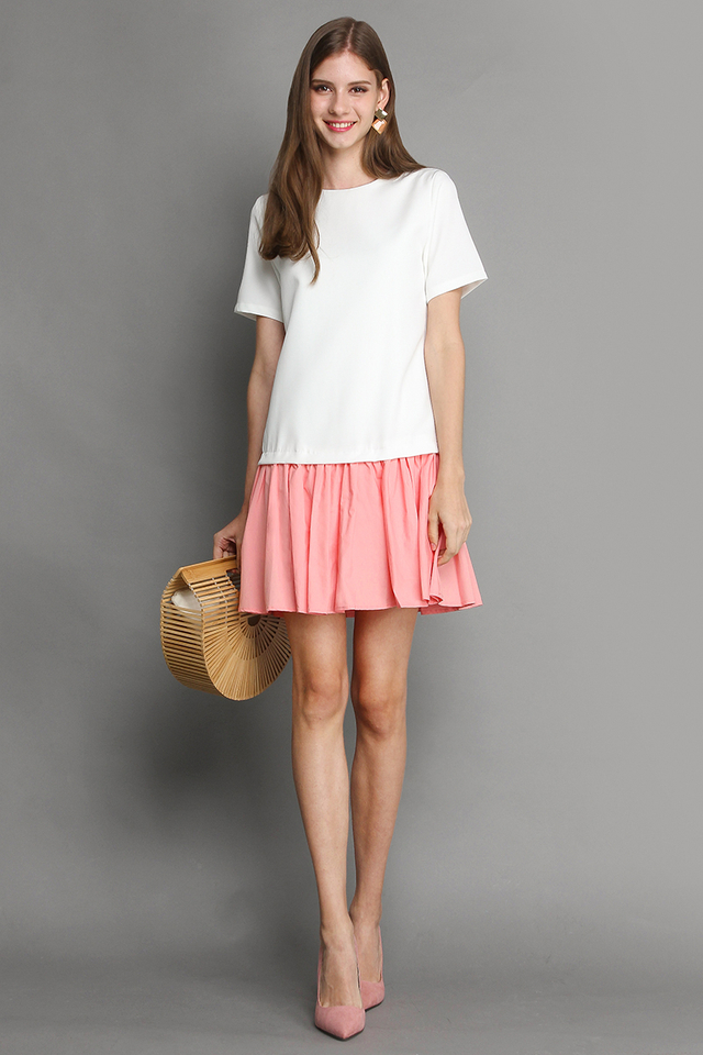 Pop Of Sunshine Dress In White Pink