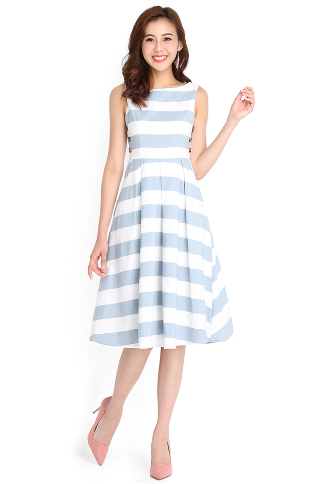 Chance Of Clouds Dress In Sky Stripes
