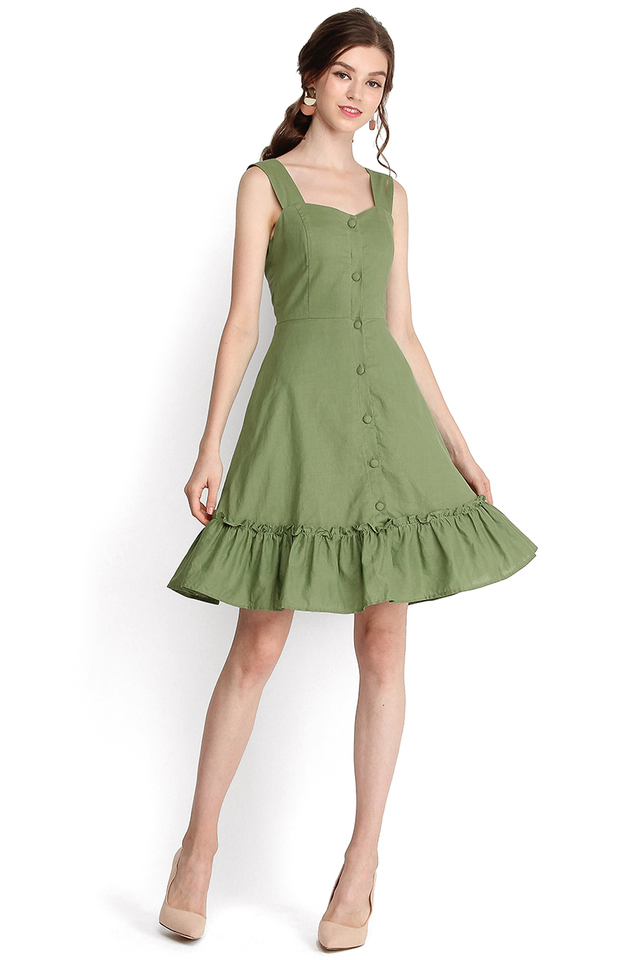 Holiday Romance Dress In Sage Green