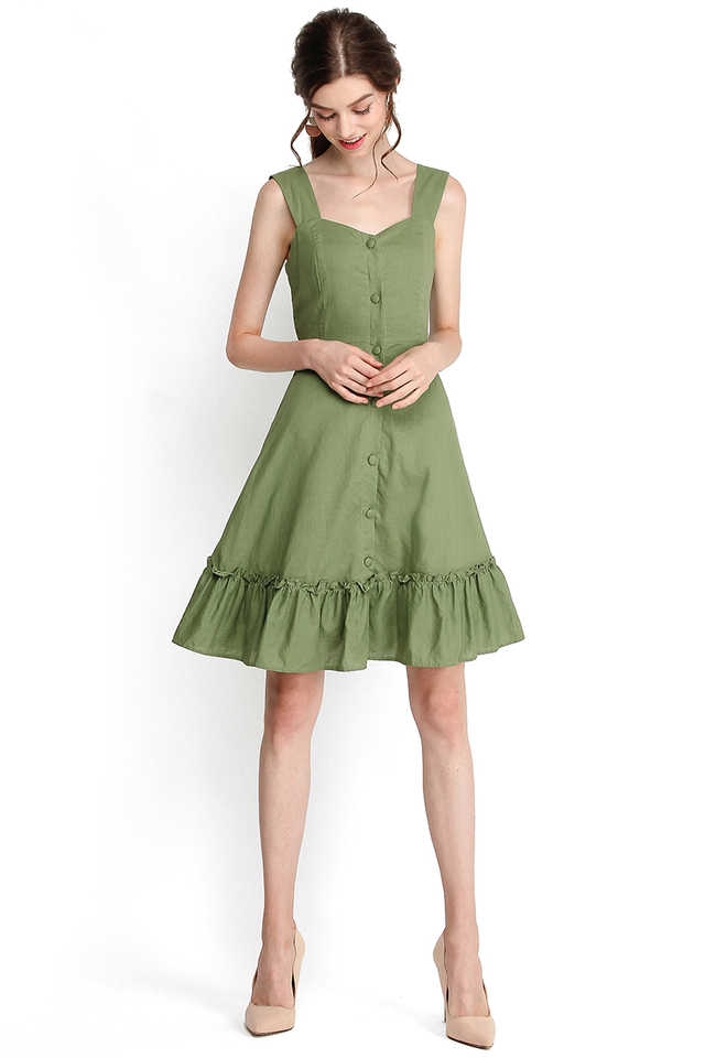 Holiday Romance Dress In Sage Green