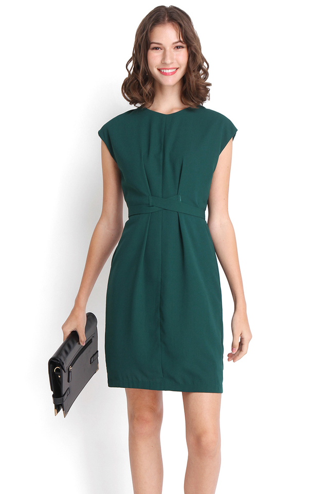 Budding Brilliance Dress In Forest Green