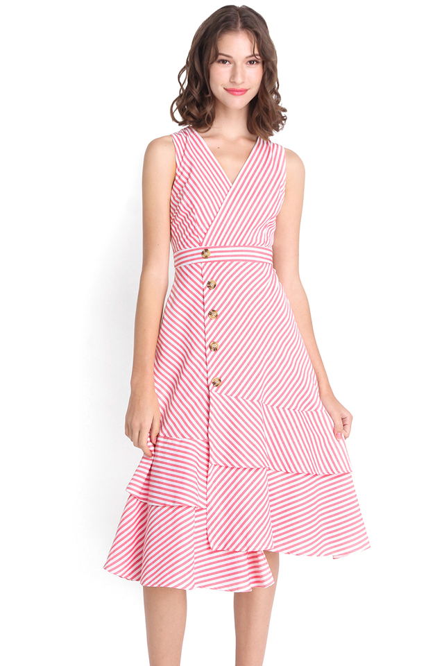 Meant For Twirling Dress In Pink Stripes