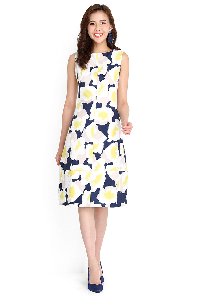 Sassy And Chic Dress In Yellow Florals