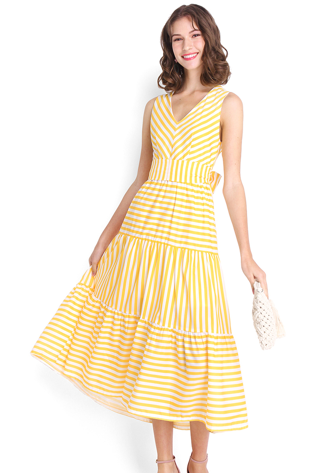 A Ray Of Sunshine Striped Dress In Marigold Stripes