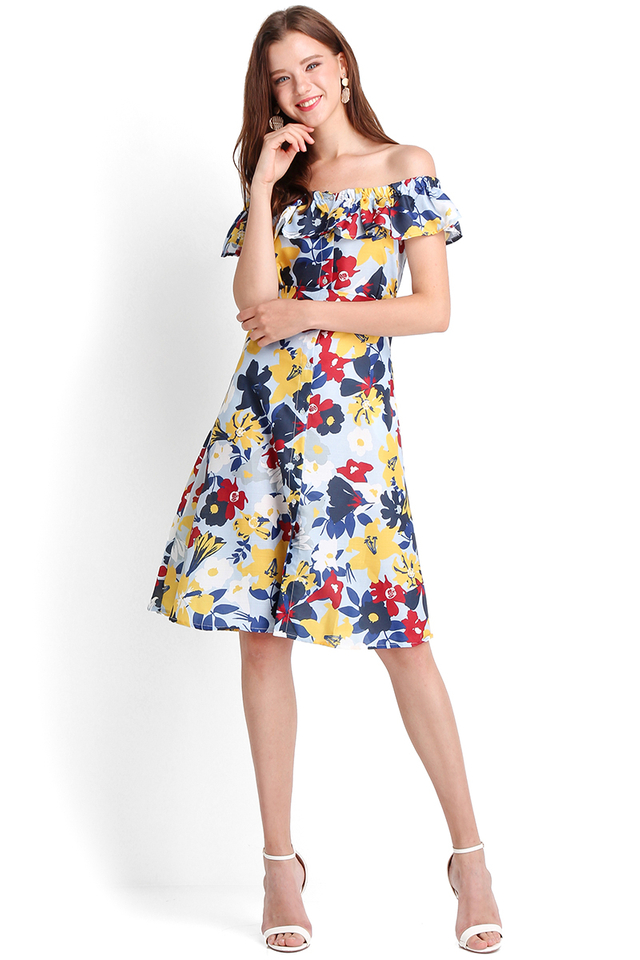 Savour The Moment Dress In Sky Florals