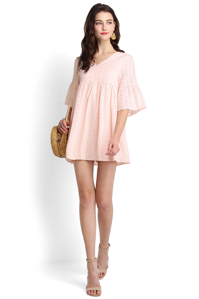 Smitten With You Romper In Peachy Pink