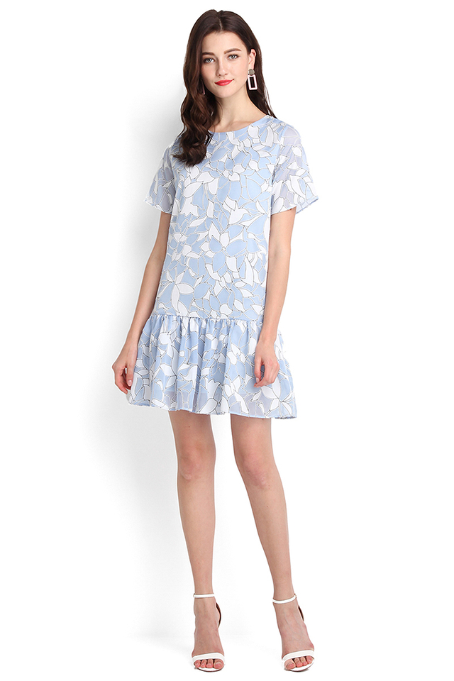 Penchant For Florals Dress In Sky Blue