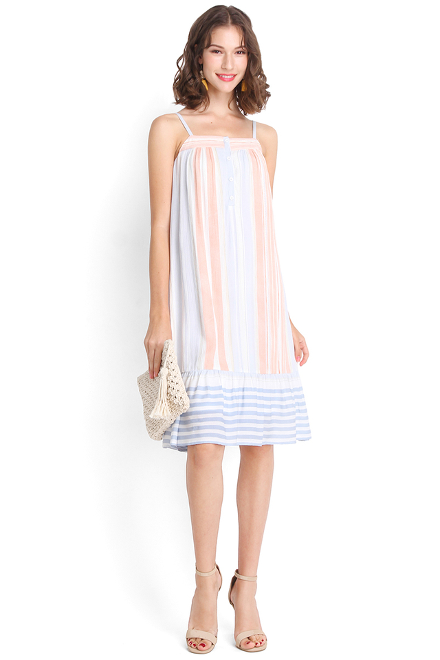 Candy Empire Dress In Pastel Stripes