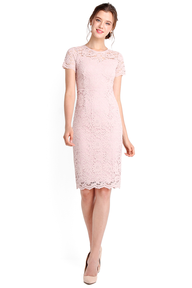 Love And Roses Dress In Dusty Pink