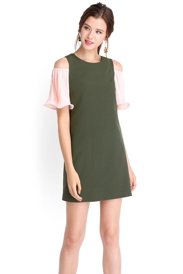 Partners In Poise Dress In Olive Green