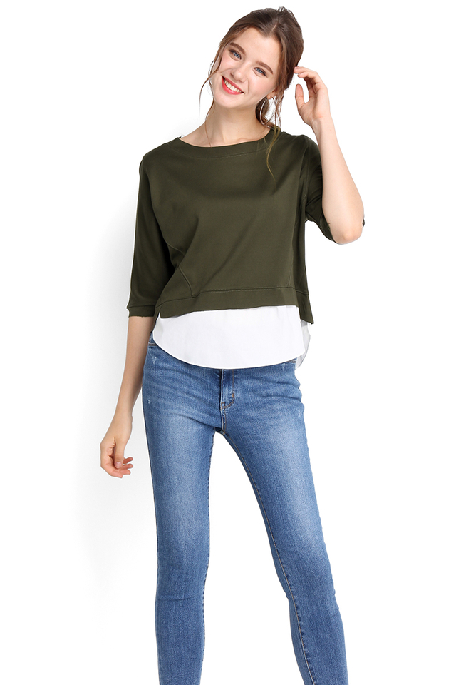 Candy Lolly Top In Olive Green