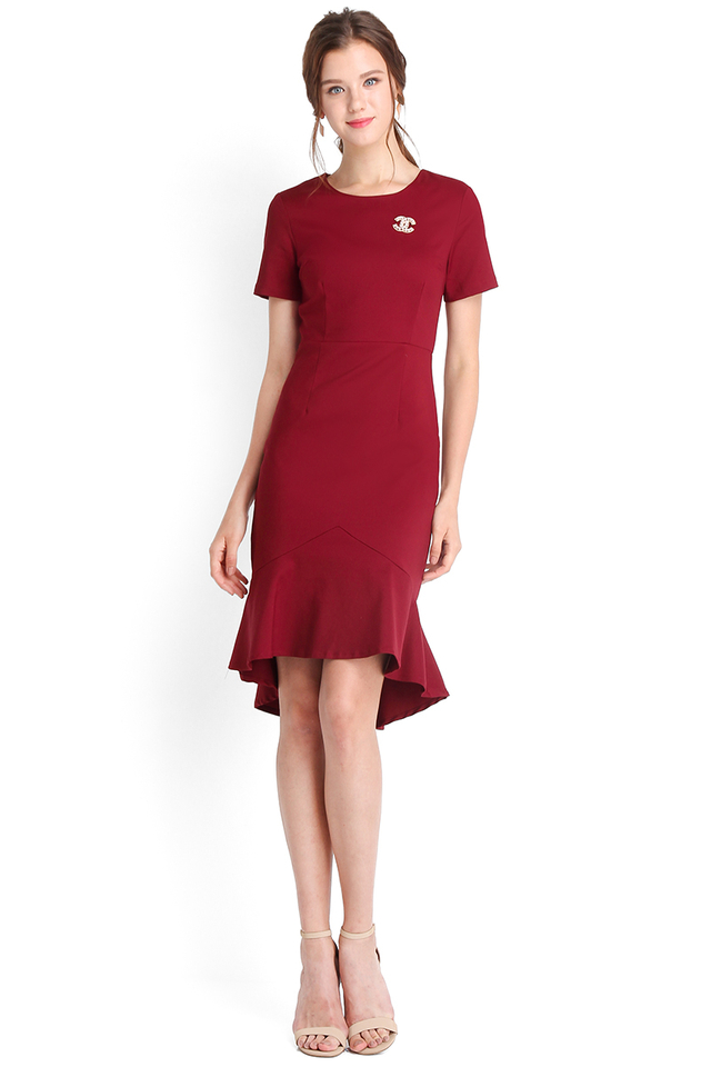After Nine Dress In Wine Red