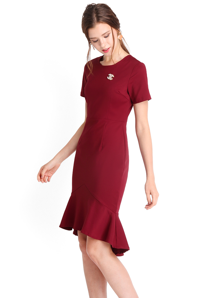 After Nine Dress In Wine Red