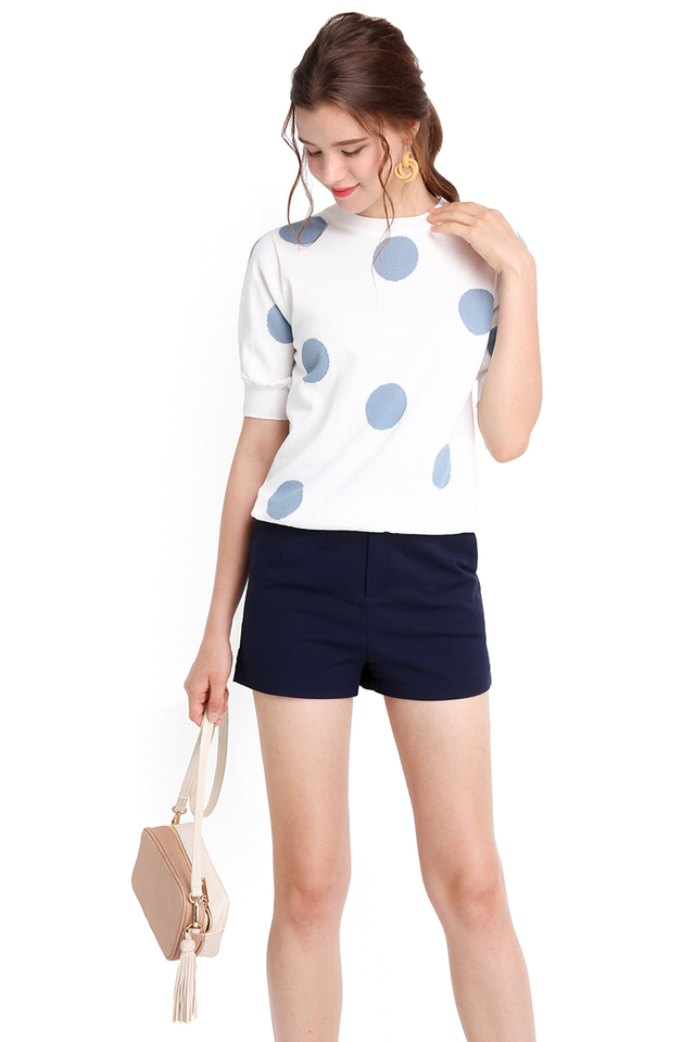 Summer Breeze Top In White Polka Dots