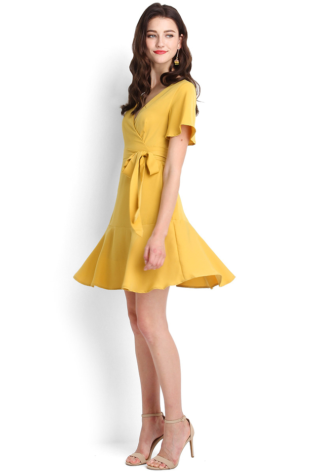 Twist And Shout Dress In Mustard Yellow