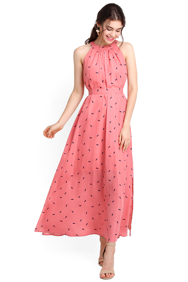 Oh Happy Days Dress In Apricot Pink