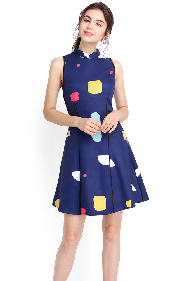 [BO] Lego Lesson Dress In Navy Blue